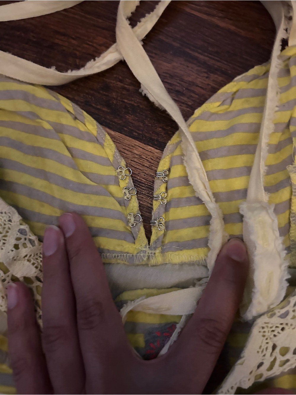 Women's Lace-Top Striped Camisole Tank - Yellow & White Free people - Picture 7 of 7